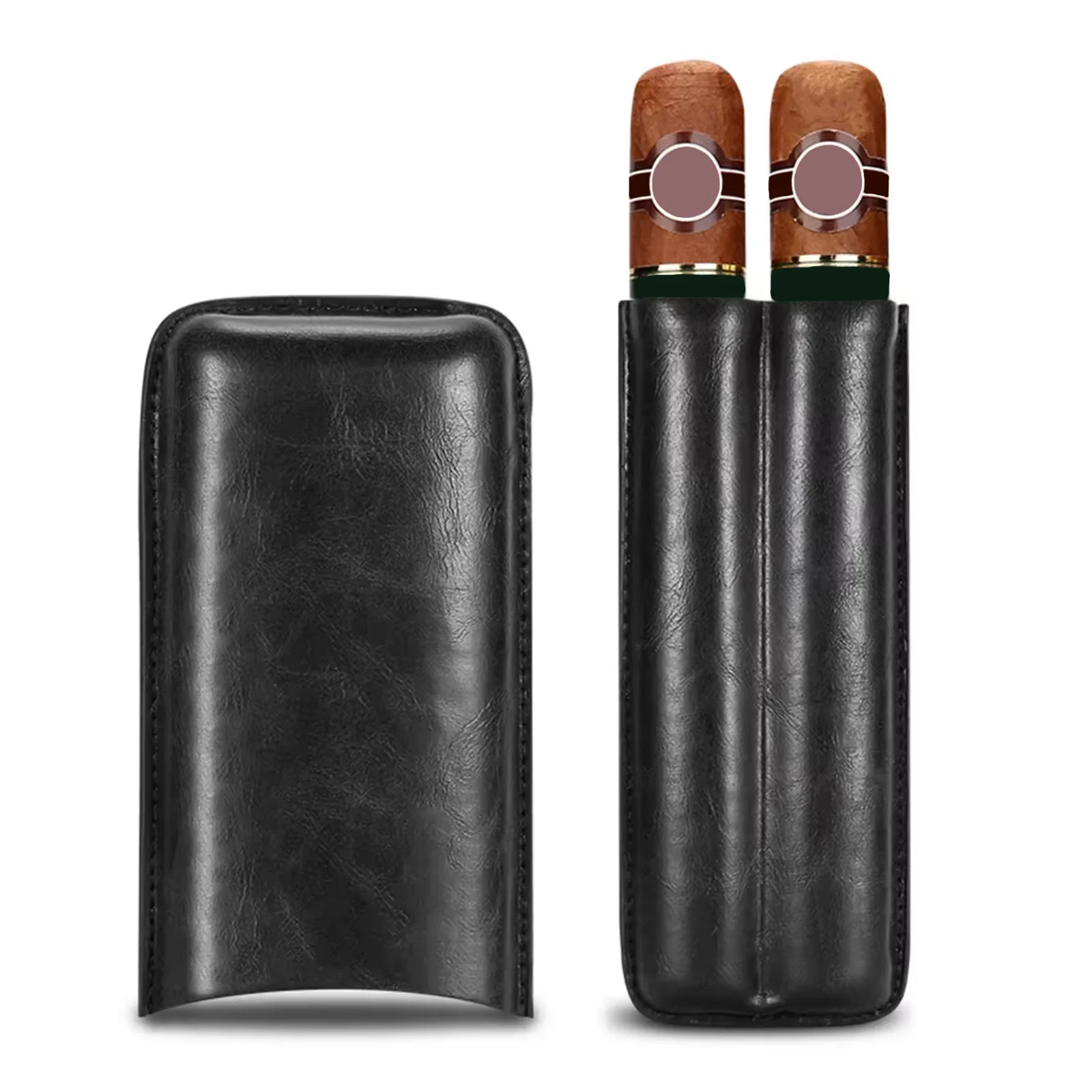 

Small Cigar Leather Humidor Holds 2s Portable Travel Humidor Handmade Smoking Accessories with Gift Box