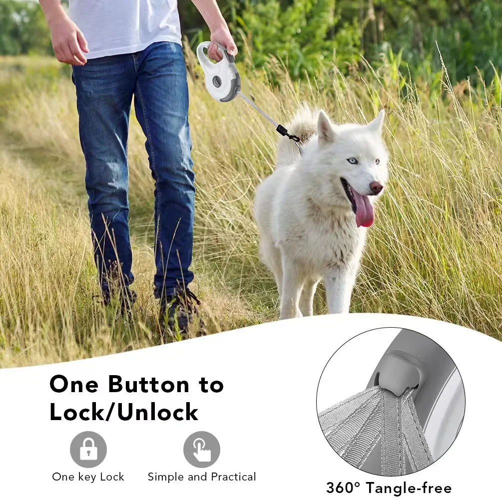 Pet Automatic Retractable Dog Leash Retractable Pet Products Reinforced Nylon Fabric Reflective Dog Leash Explosion-proof Impact