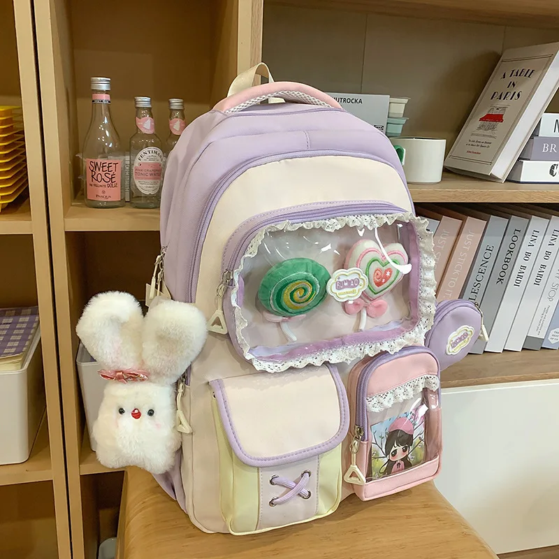 New Cute Coin Purse Ita Backpacks Sweet Girls Transparent Rucksack Large Capacity Student Schoolbag College Outdoor Knapsack