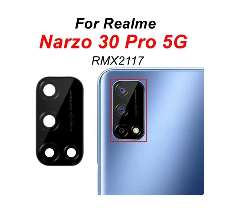 50PCS Rear Back Main Camera Glass Lens  With Adhesive Sticker For Realme Narzo 10 10A 20 20A 30 30A 50 50A 50i 5G Narzo 60 Pro