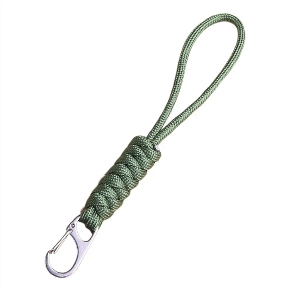 Handmade Anti-lost trançado tecido Keychain, Snake Knot Paracord Keychain, corda de guarda-chuva, Buckle Keyring, mochila ao ar livre