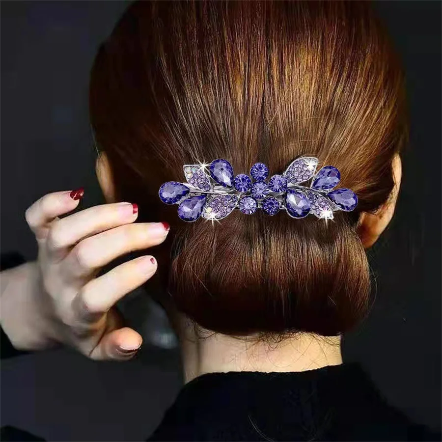 New Korean Crystal Butterfly Spring Hairpin Zircon Alloy Top Clip Horizontal Clip Elegant Women\'s Fashion Hair Jewelry