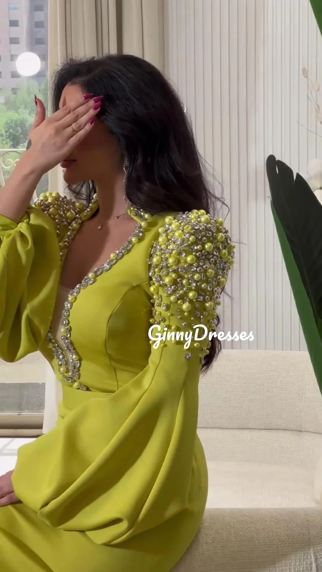 Customized Evening Dress Woman Scoop Neckline Column Prom Dresses Floor-Length Zipper Up Beadings Long Sleeves Lining Wedding