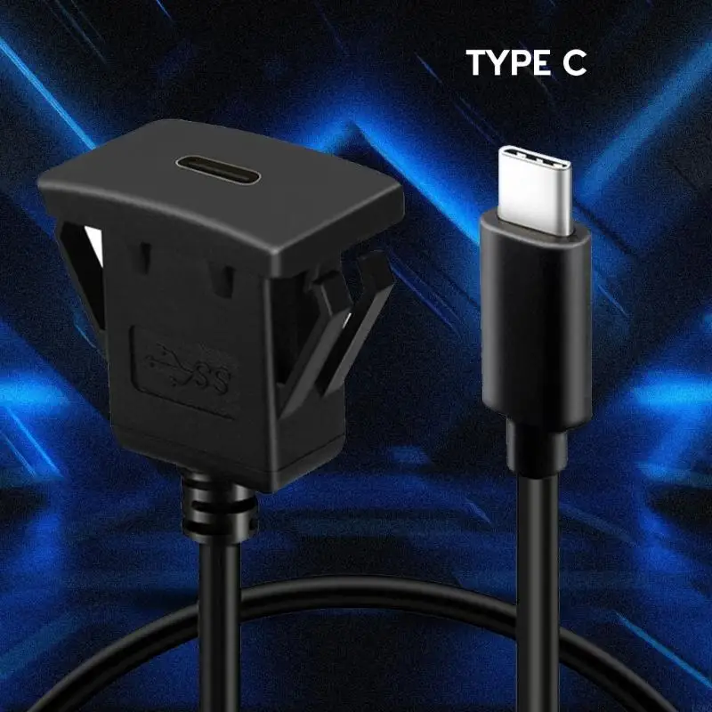 T8WC Easy Installation Extend Car Input with Square Type C Car Mount Flush Cable