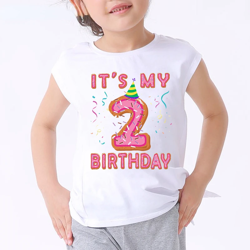 Funny Shirt Children t shirts Number 1 2 3 4 5 6 8 9 happy Birthday Gift Kids Letters Cute tshirts Print Clothes Boys and Girls