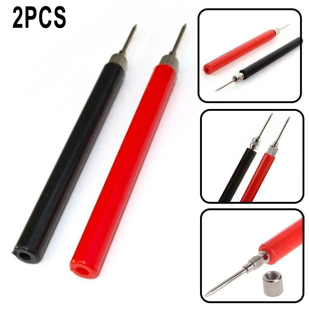 Lot de 2 sondes de test 128mm, noires, pour l'entretien des véhicules, multimètre, têtes de sondes de test nickelées avec prise 4mm
