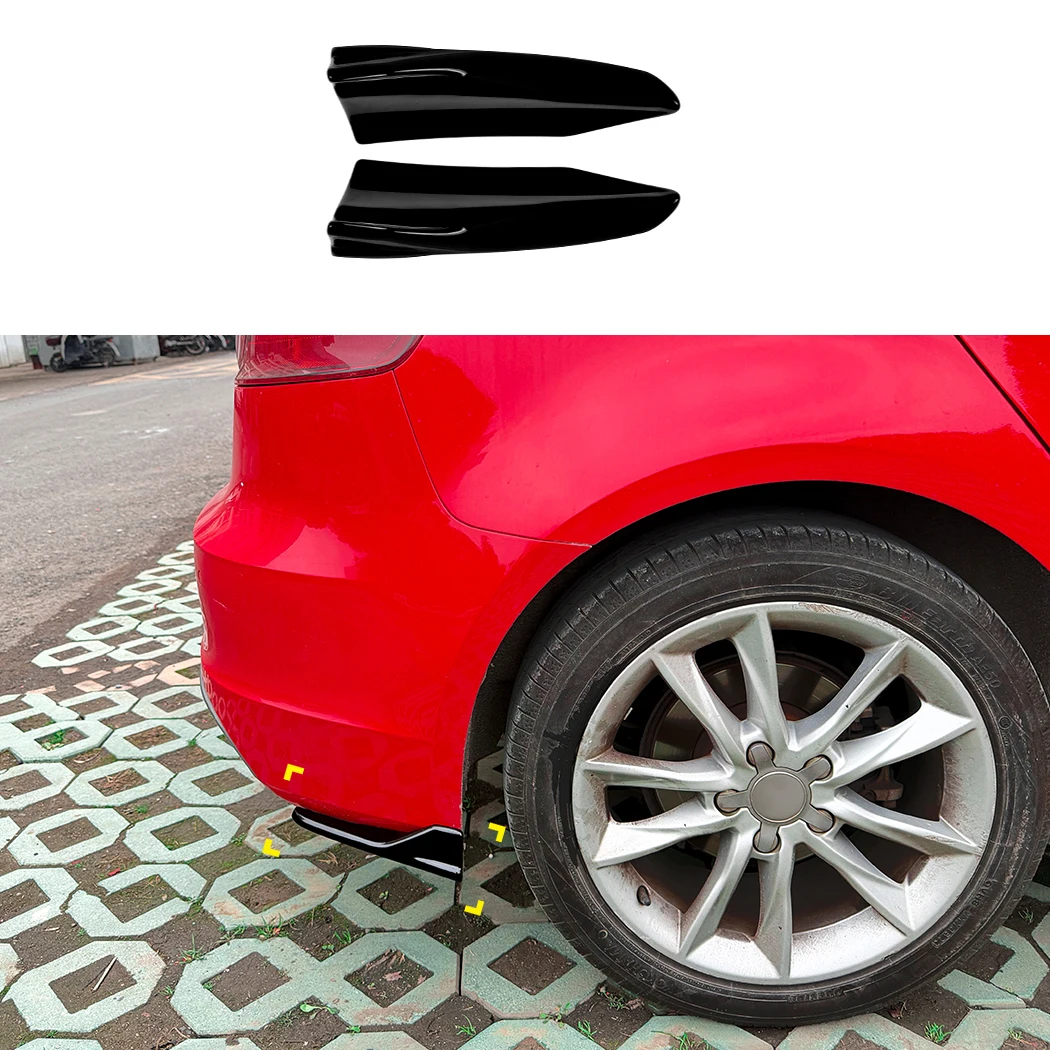 Car Rear Bumper Lip Diffuser Side Spoiler Splitter For Audi A3 S3 8V Sline Hatchback 2013 2014 2015 2016 ABS BodyKits