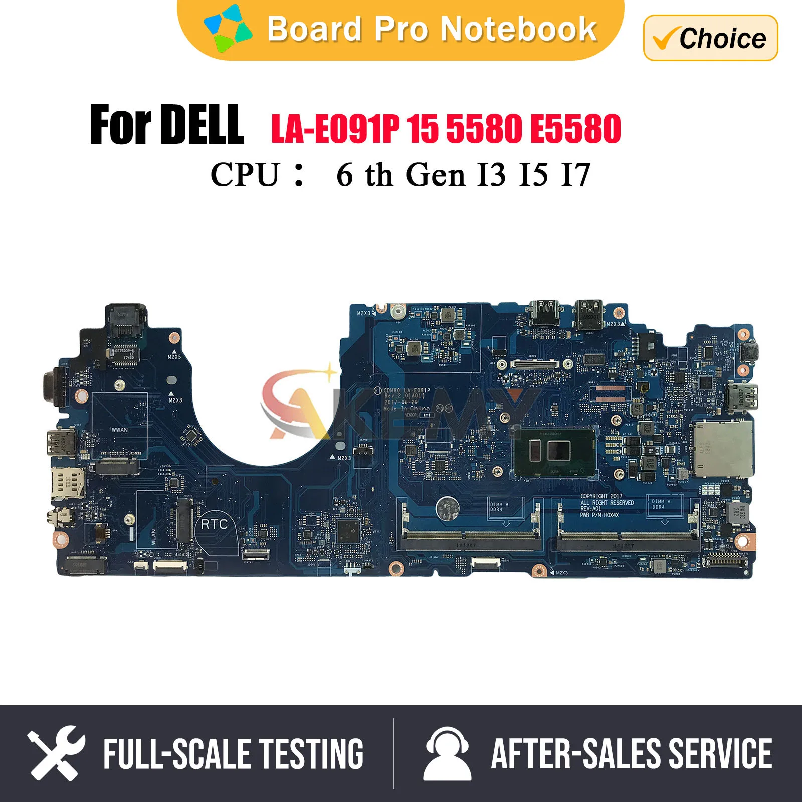 

LA-E091P для Dell Latitude 15 5580 E5580, материнская плата для ПК с I5-6200U/I5-7200U 007RJP 07JF3P 08VMCW H0X4X 09WRY1, 100% протестировано, ОК