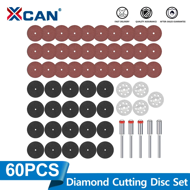 XCAN 60-teiliges Kreissägeblatt-Set, Diamant-Schneidklingen, Schleifscheibe für Dremel Mini Drill, Drehwerkzeug-Zubehör