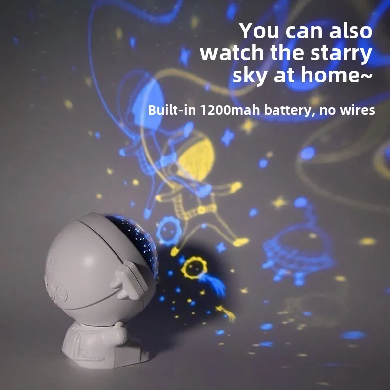 Astronaut Starry Sky Projection Light Astronaut Rotating Music Nightlight Children's Sleep Companion Star Light