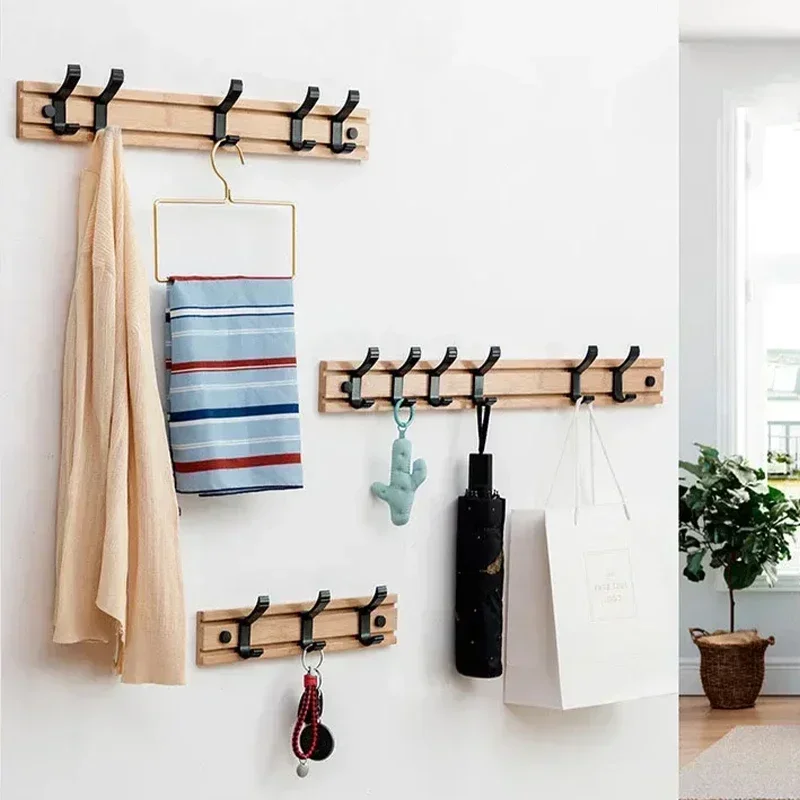 Creative Adjustable Bamboo Coat Rack Wall Mounted Bathroom Clothes Aluminium Alloy Hanging Hooks Home Storage Hook 2024 New