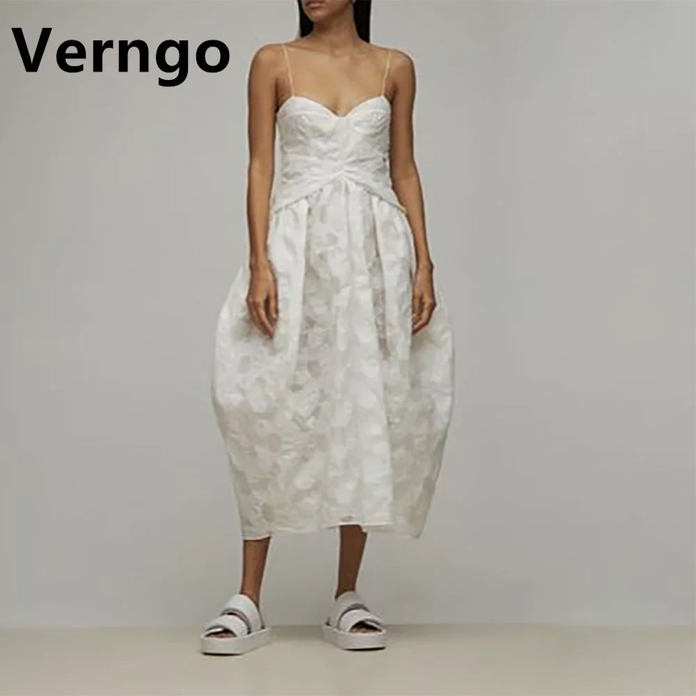 

Verngo White Lace Prom Gowns Spaghetti Straps Party Dress For Women Zipper Back Birthday Dress Simple Japanese Formal Gown