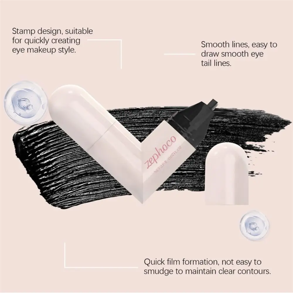 New Waterproof Eyeliner Stamp Long Lasting Quick Dry Eye Liner Stamp Rotatable Black Color Eyeliner Stamp Pen