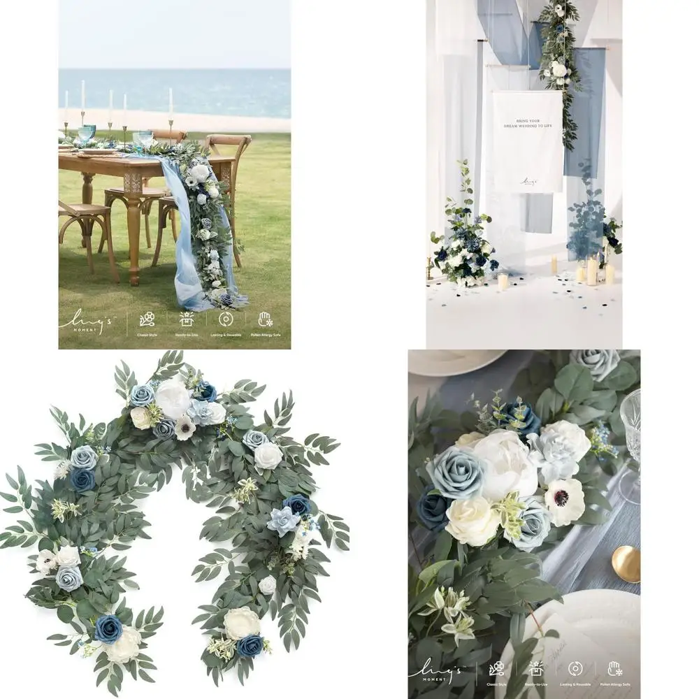 

Elegant 6-Foot Eucalyptus & Rose Garland for Sweetheart Tables, Wedding Receptions, Artificial Arch Floral Decor, Ideal for Chri