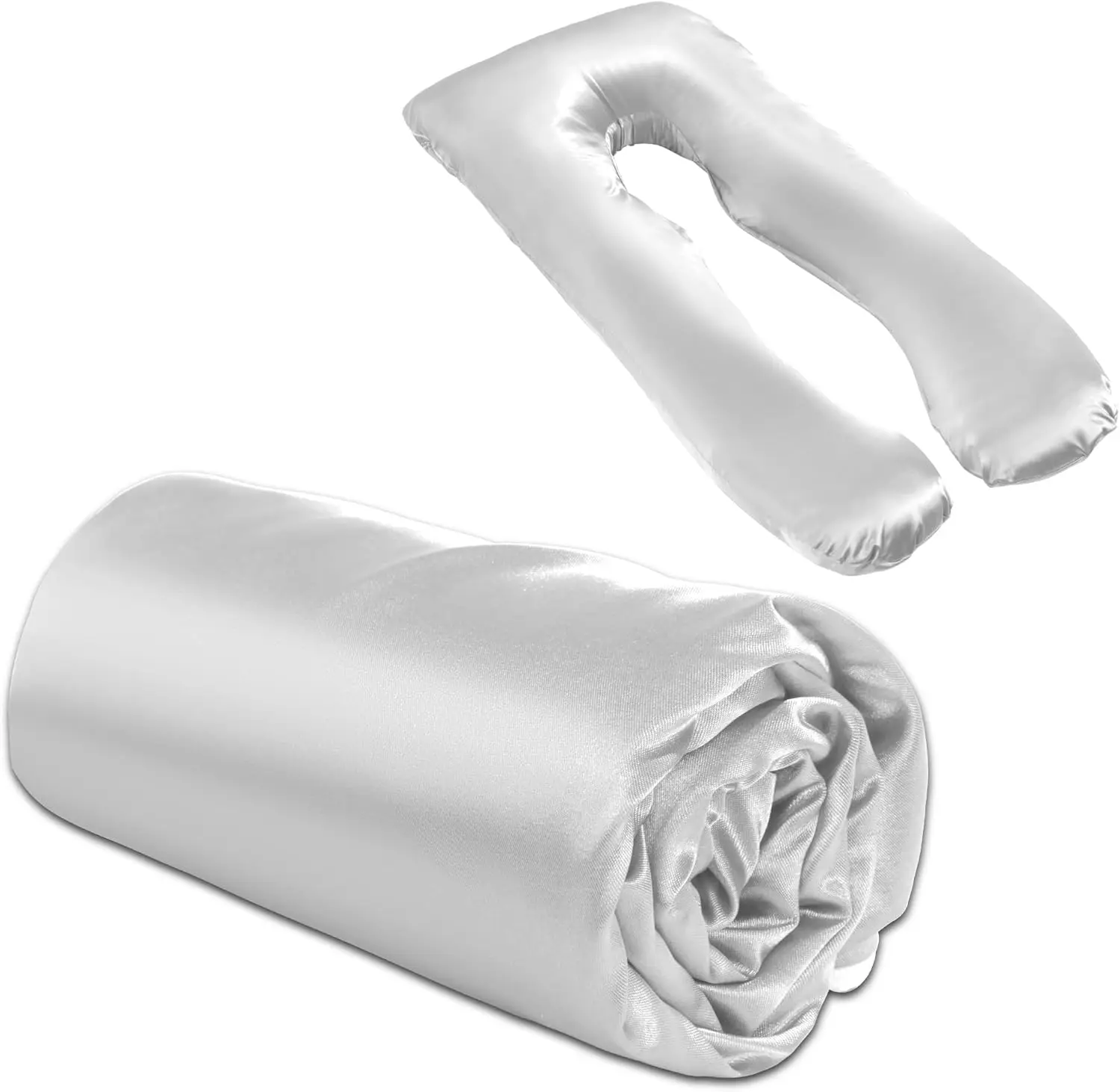 

Шелковистый атласный чехол для U-образной подушки для беременных со скрытой молнией, мягкий и дышащий, для сна на боку