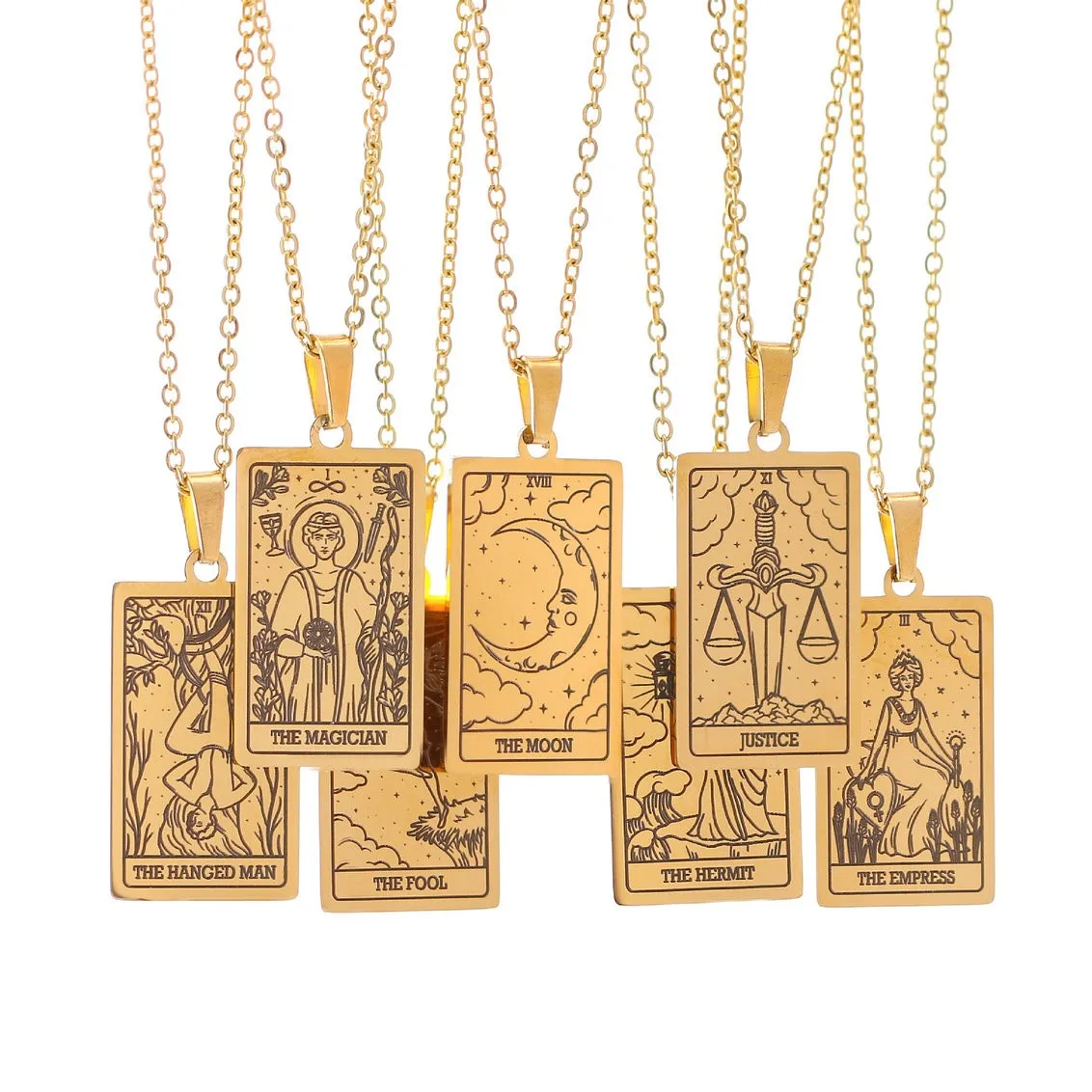 

Длинный кулон в стиле ретро из титановой стали, дизайн карты Таро, женские модные украшения, простой коврик Sle