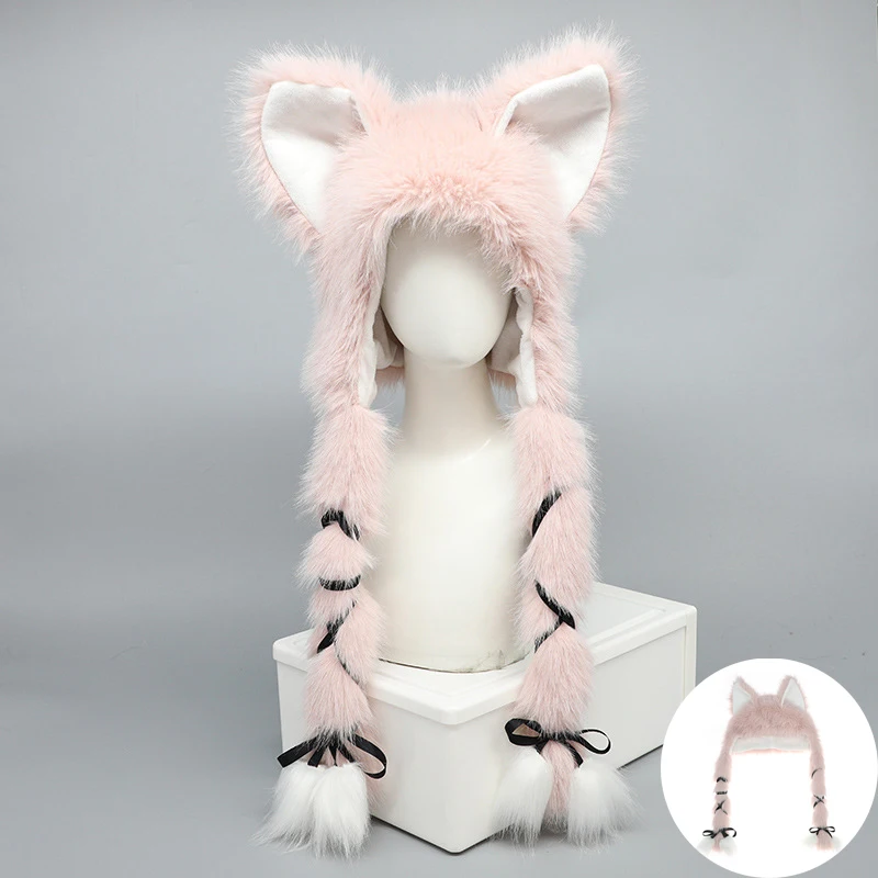 

Winter Hat Cute Cat Ears Warm Thick Velvet Ear Protection Hat Anime Props Doll Cos Kig Cute Ear Kigurumi Costume Party Earmuffs