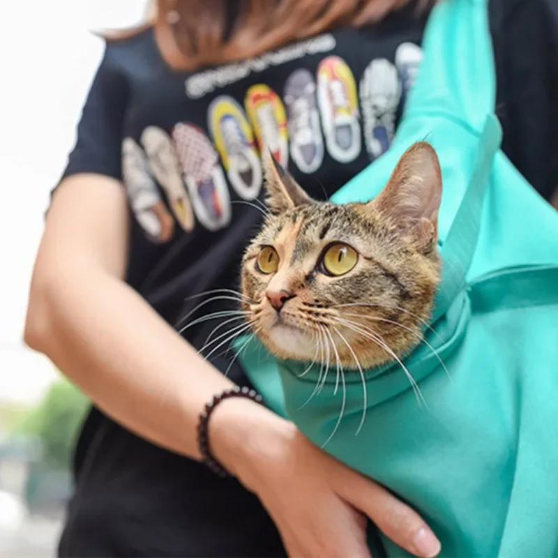 Pet Cat Shoulder Bag For Puppy Cats Hands Free Outdoor Travel Shoulder Carries Pet Pouch Tote Foldable Cat Carrier Bag