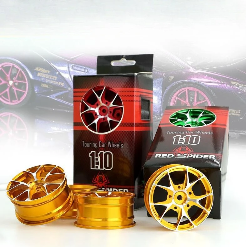 

4 pcs 1/10RC remote control flat sports car aluminum alloy wheel hub oil car tram RV universal RV upgrade parts