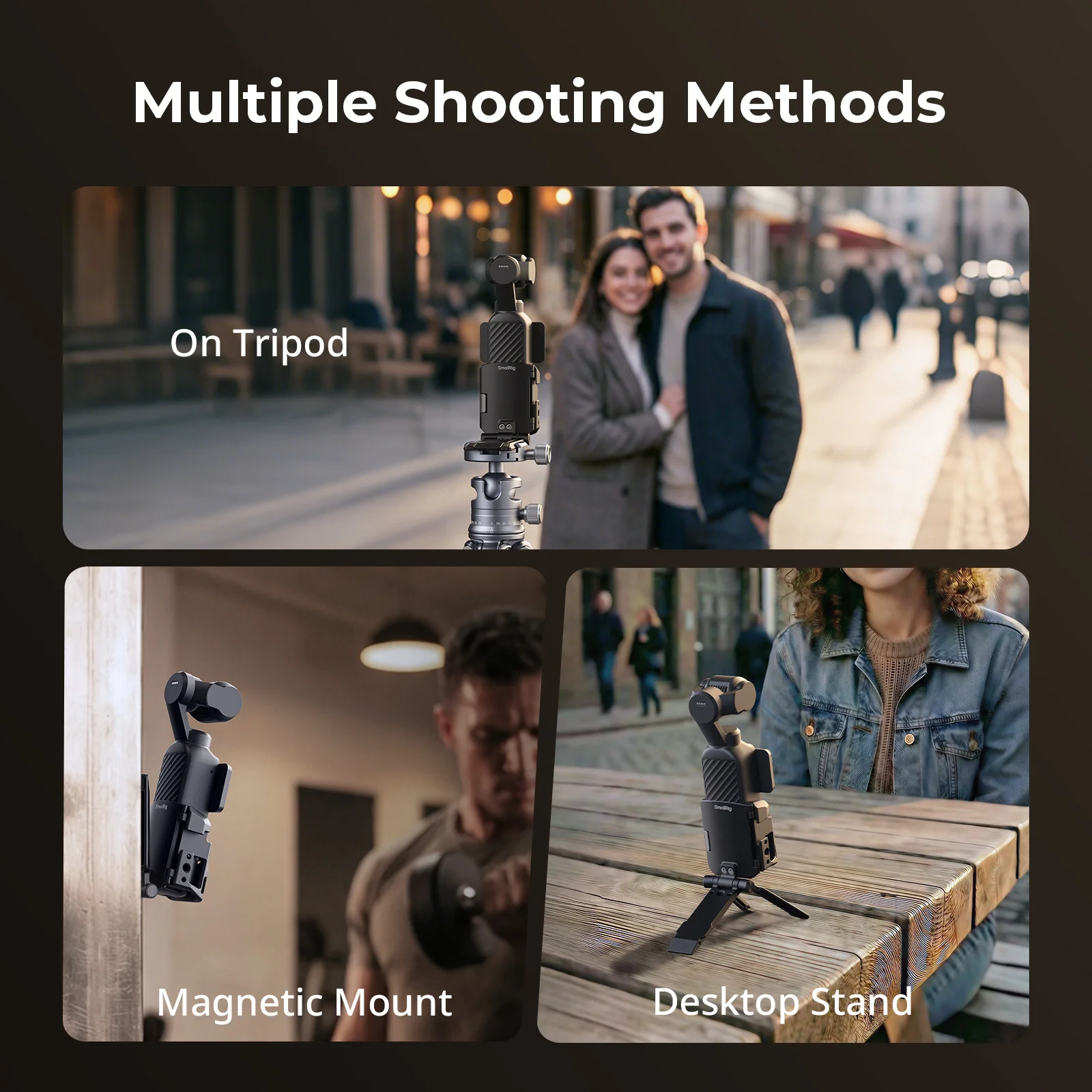 Wielofunkcyjna klatka SmallRig z magnetycznym mocowaniem do DJI Osmo Pocket 4, kompatybilna z uchwytem biurkowym Arca-Swiss 6003 — zdjęcie produktu 5