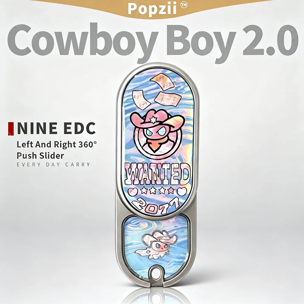 NINE EDC Cowboy Boy 2.0 Stainless Steel Fidget Slider Rotates Left And Right 360° Push Slider Fidget Toys Adults EDC Pocket Toy