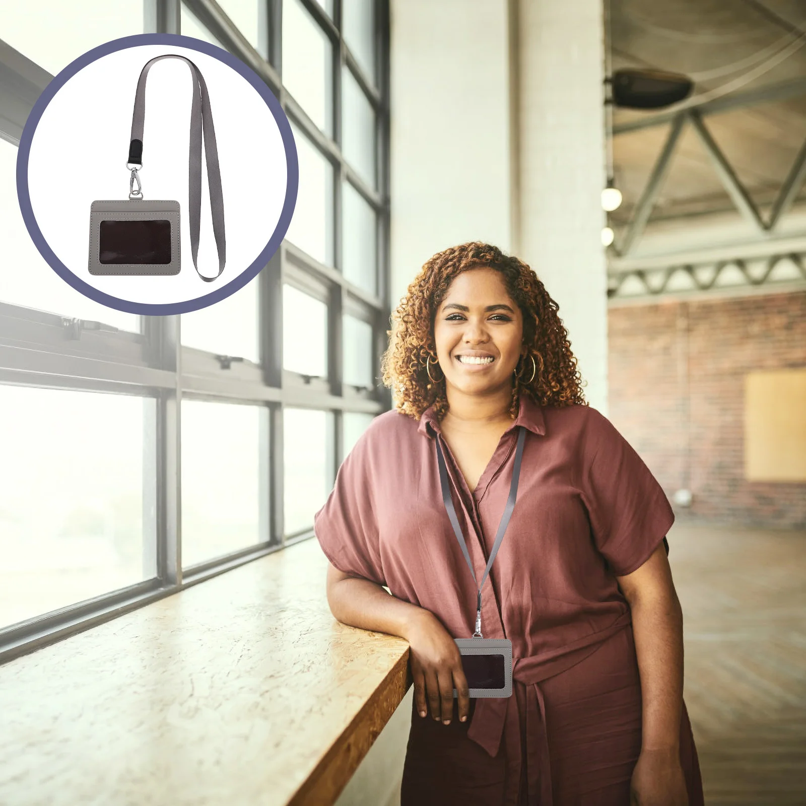 PU ID バッジホルダー 組み立てが簡単 保護 ID カードケース 軽量カバー ランヤード付き 仕事会議展示会用