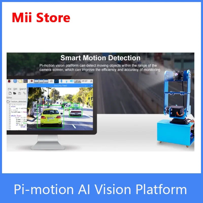 روبوت منصة رؤية Pi-motion AI، يدعم برمجة Python OpenCV AI الذكاء الاصطناعي، مناسب لـ Raspberry Pi 4B/3B+