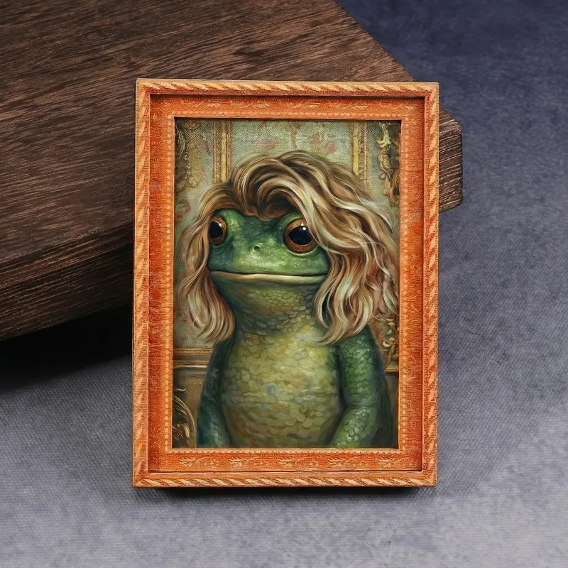 1 mini Photo Frame Shape Refrigerator Magnet, Exquisite Home Decoration Gift, This Fully Dressed Miss Frog Is Noble and Elegant, the Background Is Magnificent, the Family Atmosphere Is a Master, and the Wonderful Holiday Gift Is a niche Gift