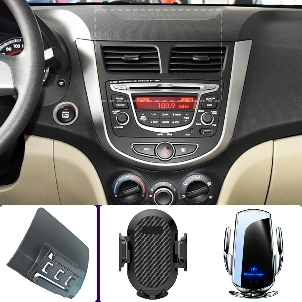 Car Phone Holder For Hyundai Accent 2011 2012 2013-2017 Mobile Phone Mounts Car Wireless Charging Special Fixed Base Accessories