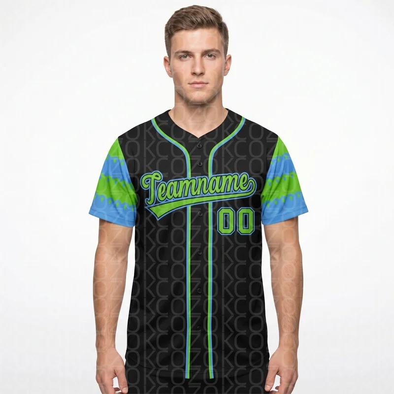 

Black Pattern Print Baseball Jersey Men Women Short Sleeve Shirt 3D Printed Shirt Team Shirts Hip Hop Unisex Tops