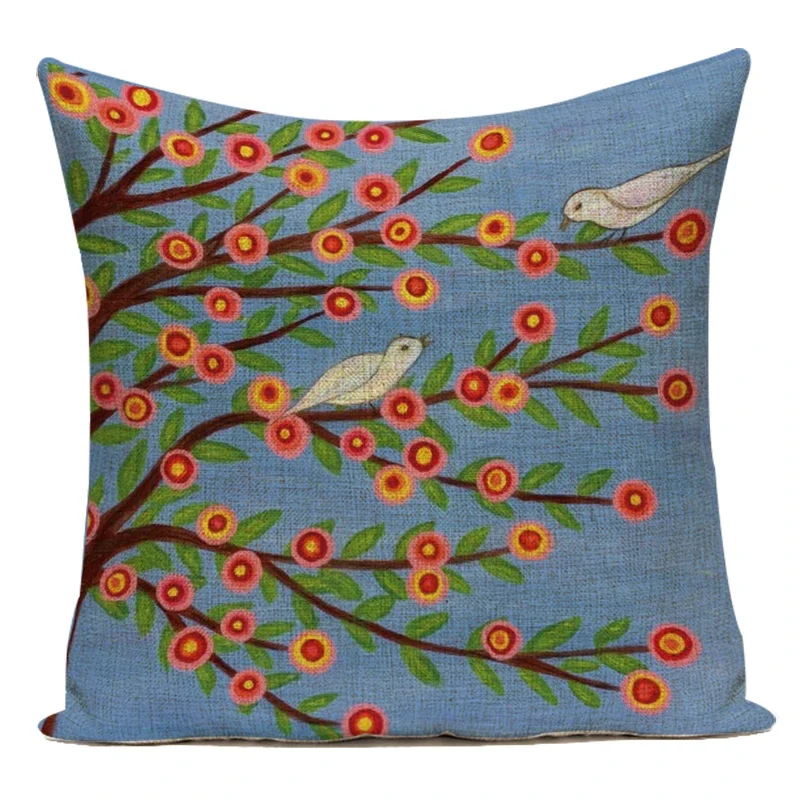 Sandy Beach Tree Cushion Cover for Sofa Home Car Decor Colorful Oil Painting Trees Series Home Decor Throw Pillow Case