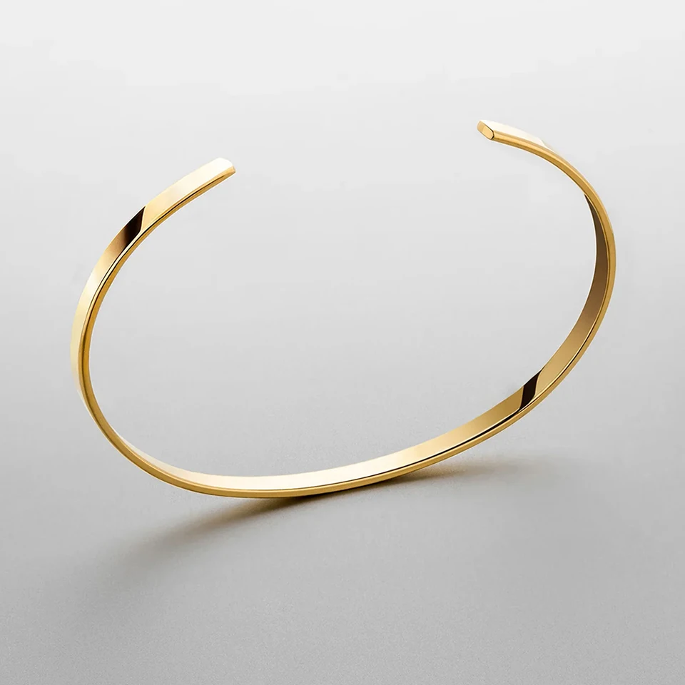 ELANDIS Minimal Unisize Cuff Sleeves Minimalist Style Men's Jewelry Personalized Platinum Bracelet Popular Couple Festival Gift