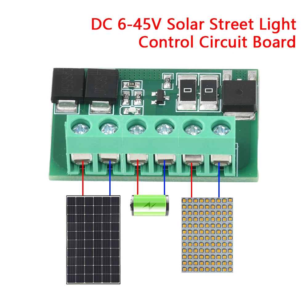 Solar Light Driver Control Board DC 6-45V 20A Fully Automatic Solar Street Light Control Circuit Board Module for LEDs Light Swi