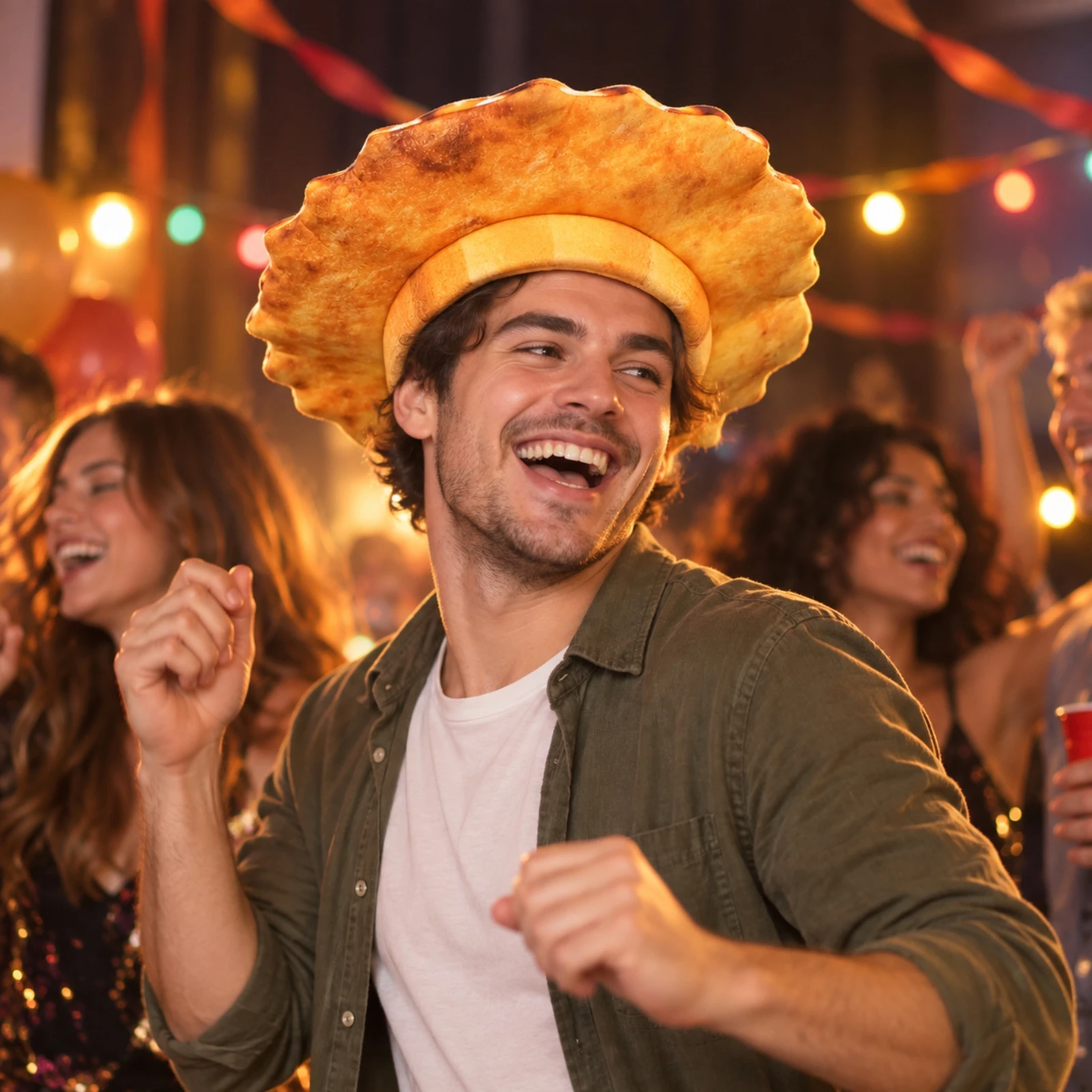 Pizza-Themed Costume Hat Eye-Catching Pizza Hat with Padded Inner Band Lightweight Oversized for Halloween Parties, Cosplay