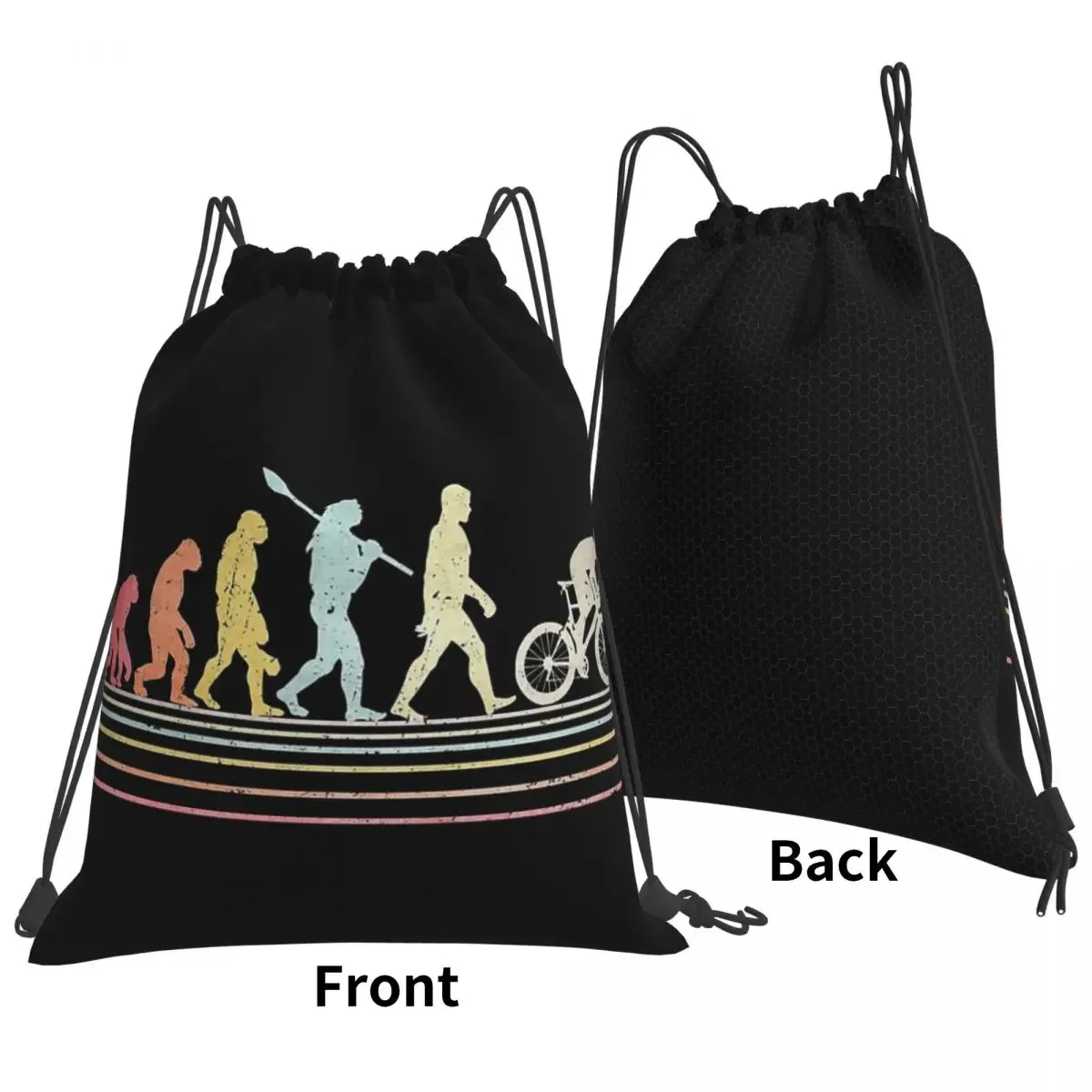 Evolution Of Man Cycling Backpacks Portable Drawstring Bags Drawstring Bundle Pocket Sports Bag BookBag For Man Woman Students