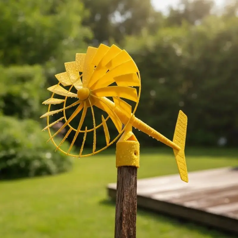 3D Printed Garden Wind Spinner Waterproof Weather Resistant: Outdoor Vane Rustic Stable Rotating Wheel