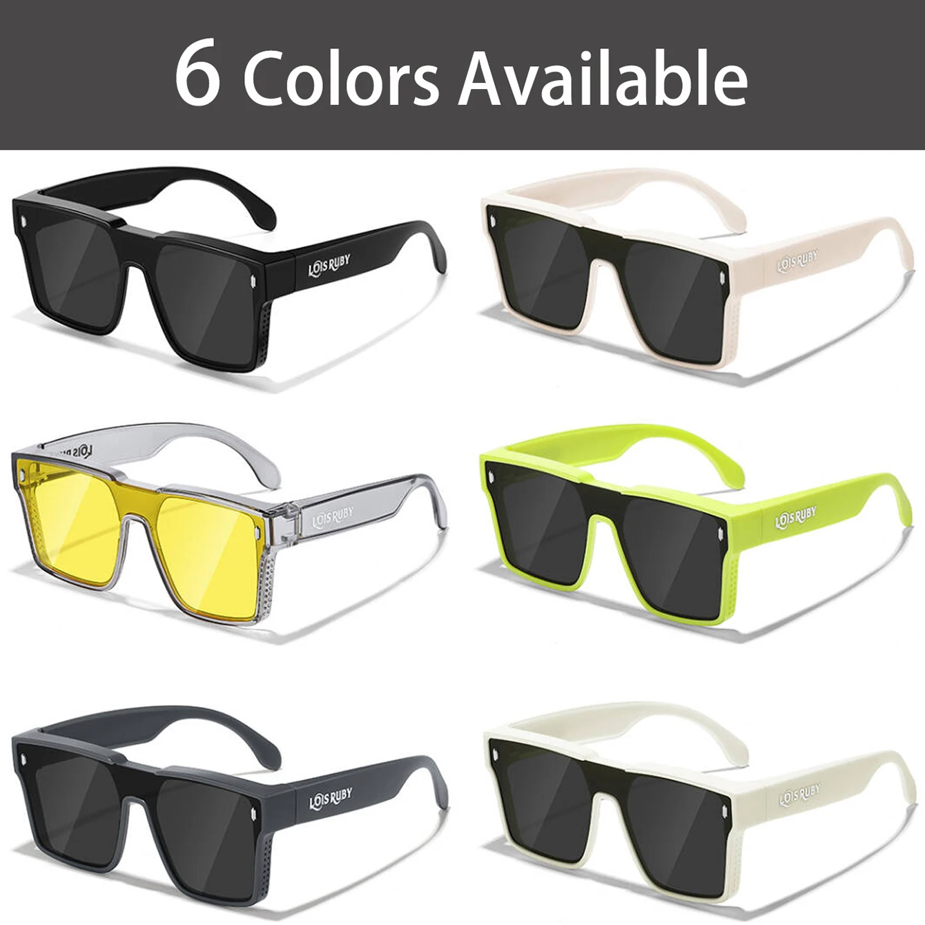 Übergroße quadratische Sonnenbrille für Herren, passt über die Gläser, kurzsichtige Brille zum verschreibungspflichtigen Tragen, Fahren, Angeln, Fahrradbrille – Detail 3