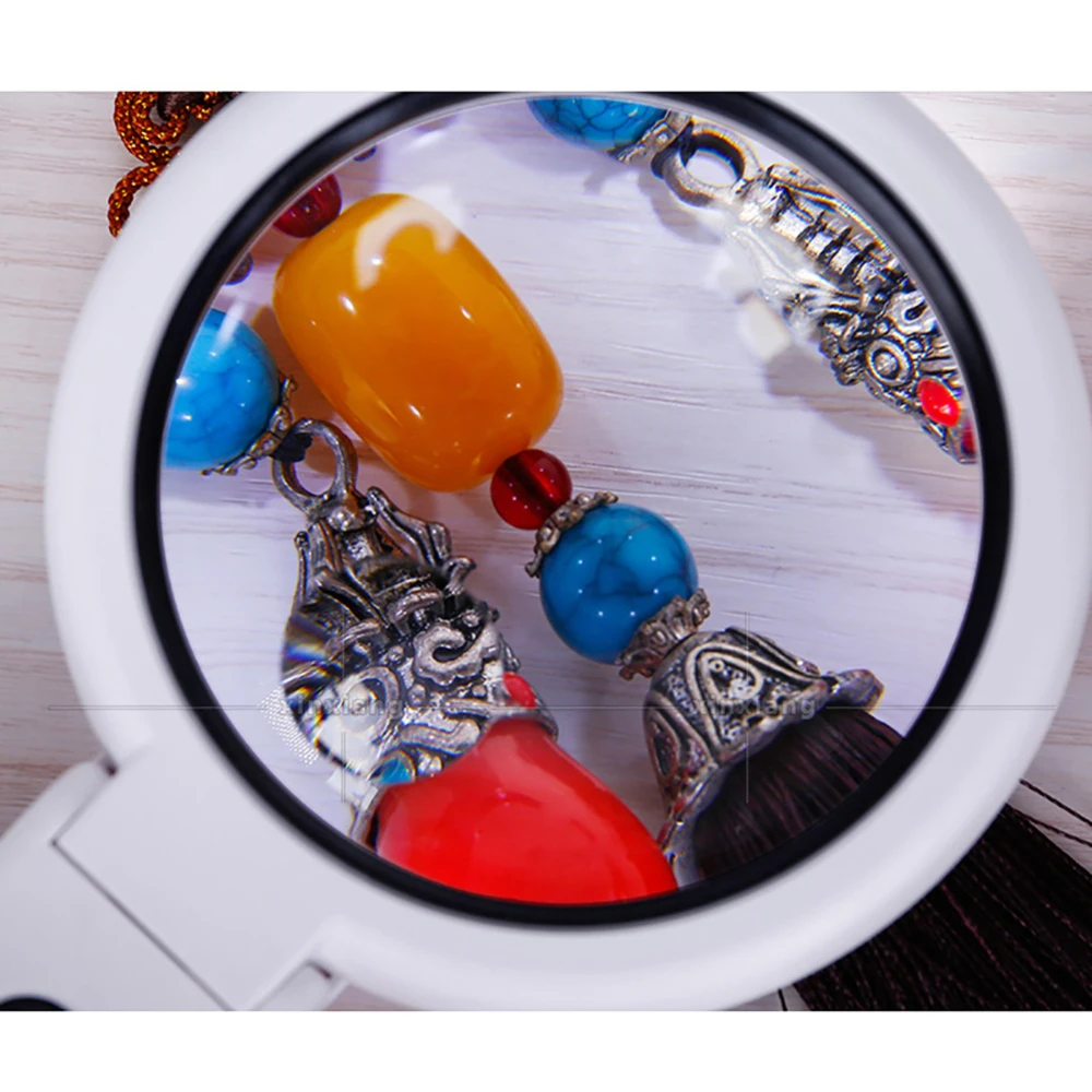 

5X 11X Magnifying Glass Dual Use Lamp Super Bright Stand Non-Slip Handheld 8LED Magnifier Lamp for Reading Craft Jewelry Making