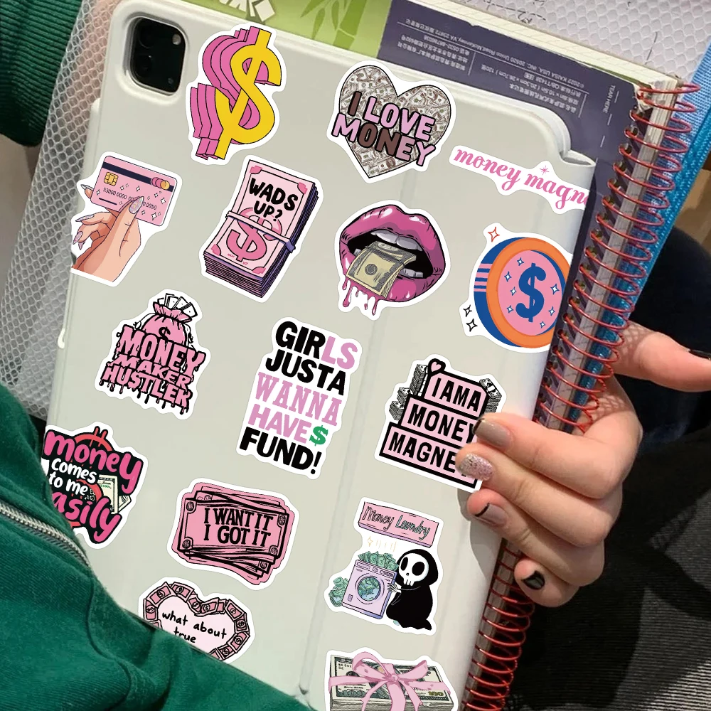50 قطعة المال الكتابة على الجدران الفينيل ملصقات مقاومة للماء لزجاجة المياه المحمول الهاتف الأمتعة للبالغين حفلة تفضل الفصول الدراسية المكافآت #5