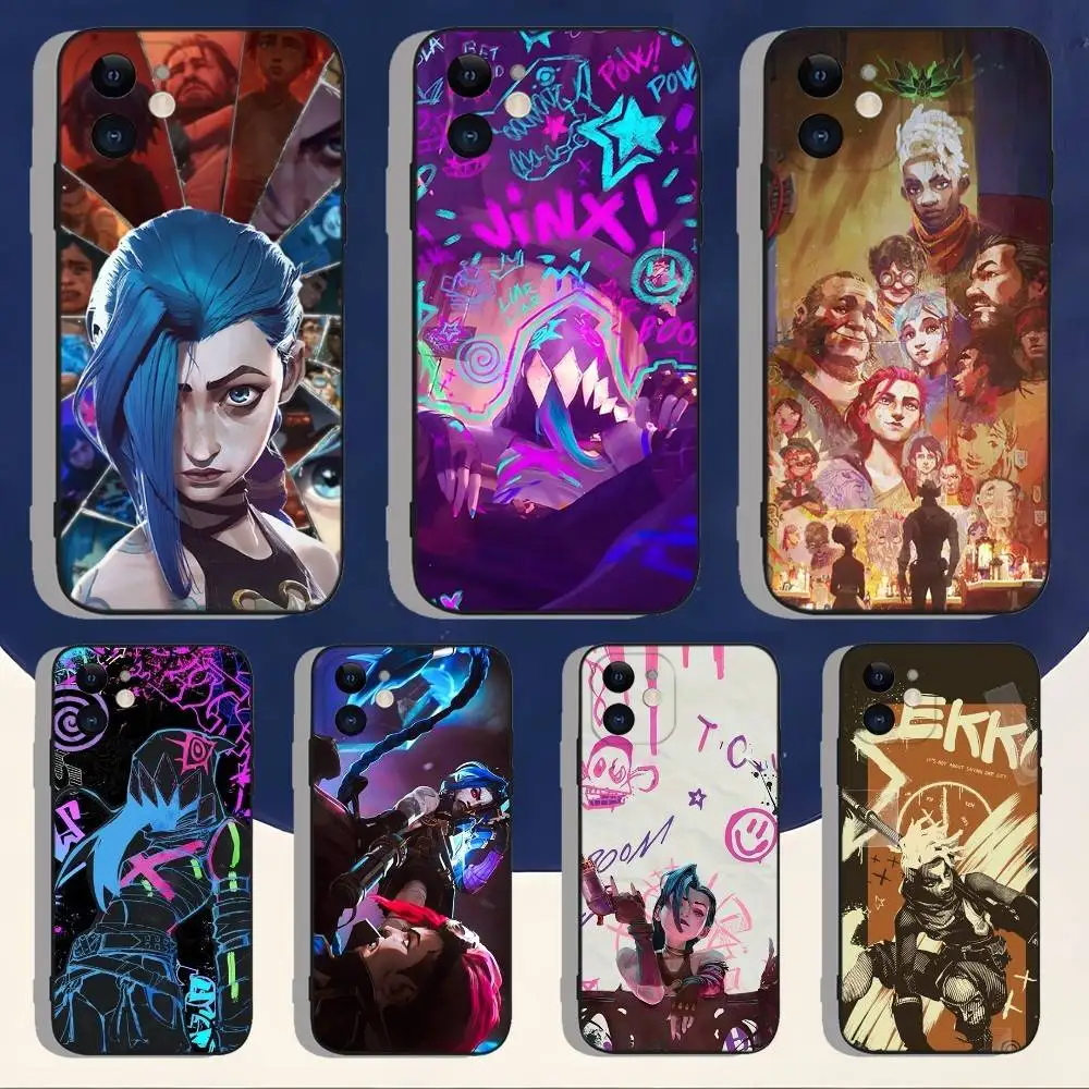 

A-ArcaneS Jinx L-Lols Phone Case For iPhone 16,15,14,13,12,11,Pro,Max,Plus,X,XS,XR,SE,8,7,Mini,Soft Silicone Black Case
