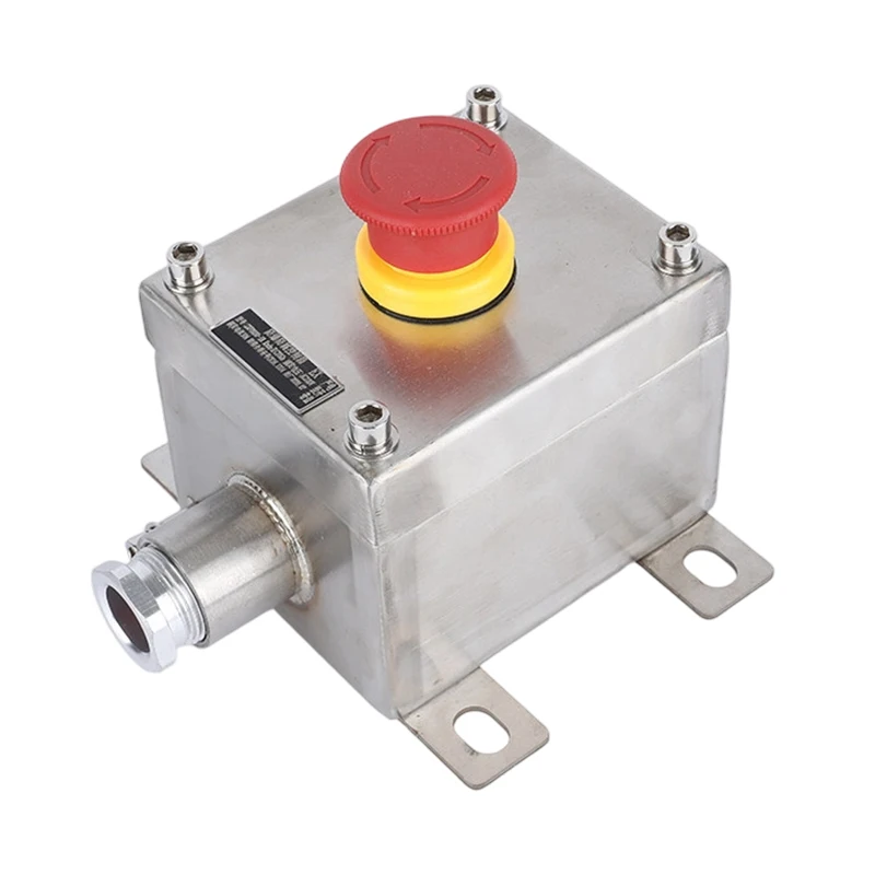 Ex De IIC T6 Gb Emergency Stop Push Button Switch Thickened 304 Stainless Steel IP65 Waterproof Hazardous Zone Control Box
