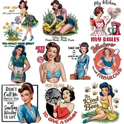 Iron-on Decal Patch for Cloth Retro Household Theme Sassy Humor Charming Beauty Bright & Bold Designs DIY Decoration