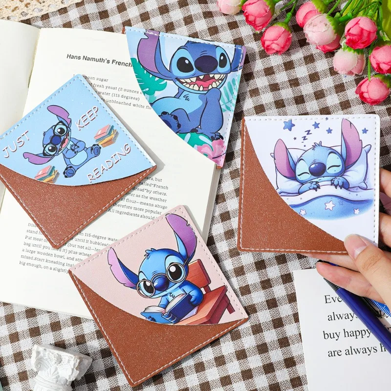 

Cute Disney Lilo & Stitch Leather Bookmark Anime Action Figure Collectible Stationery Toy Gift for Book Lover Student Anime Fans