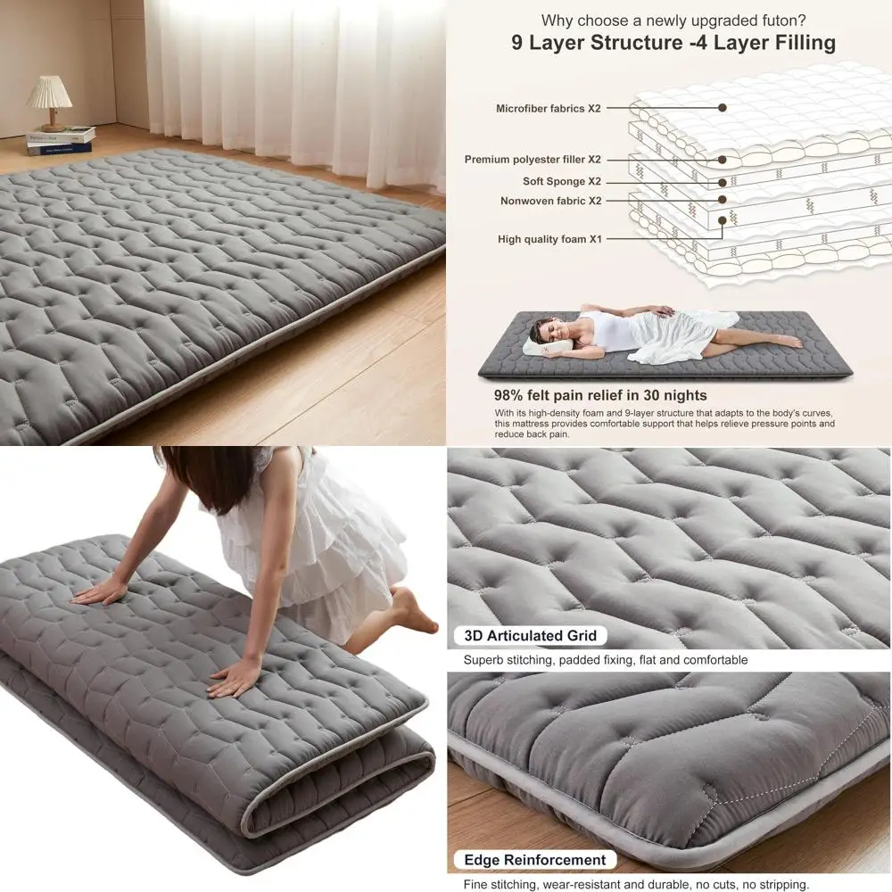 

Двойной японский матрас-футон премиум-класса, 39x80, 100% пена высокой плотности, толщина 3,2, складной, татами для общежития, подходит для взрослых