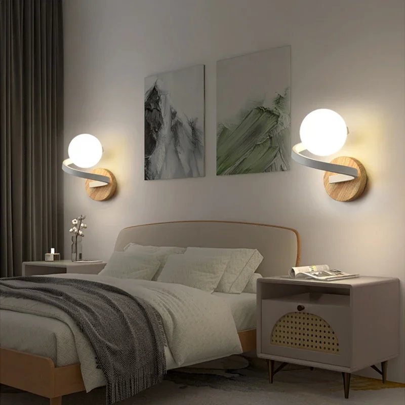 LED Wall Lamp Nordic Interior Wall Light Sconces Living Room Bedside Bedroom  Modern Home Decoration Bedside Lighting Fixture