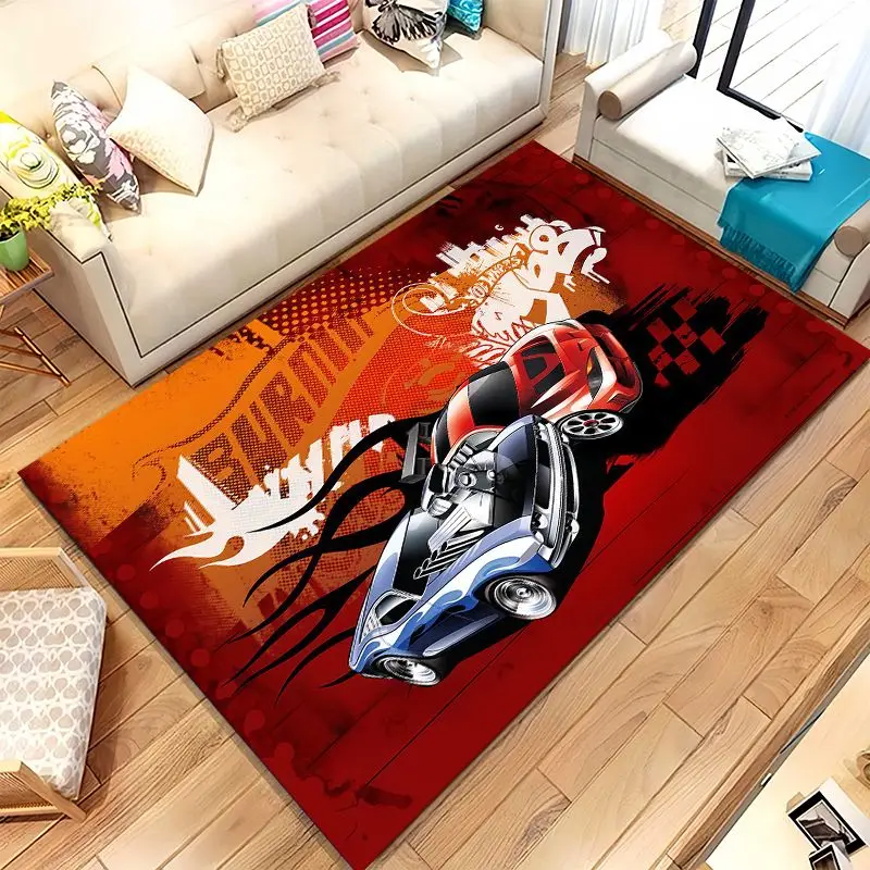 H-Hot Wheels Track Cityscape Racing Cartoon Soft Non-Slip Large Area Rug for Living Room,Bedroom Carpet Mat for Sofa,Home Decor