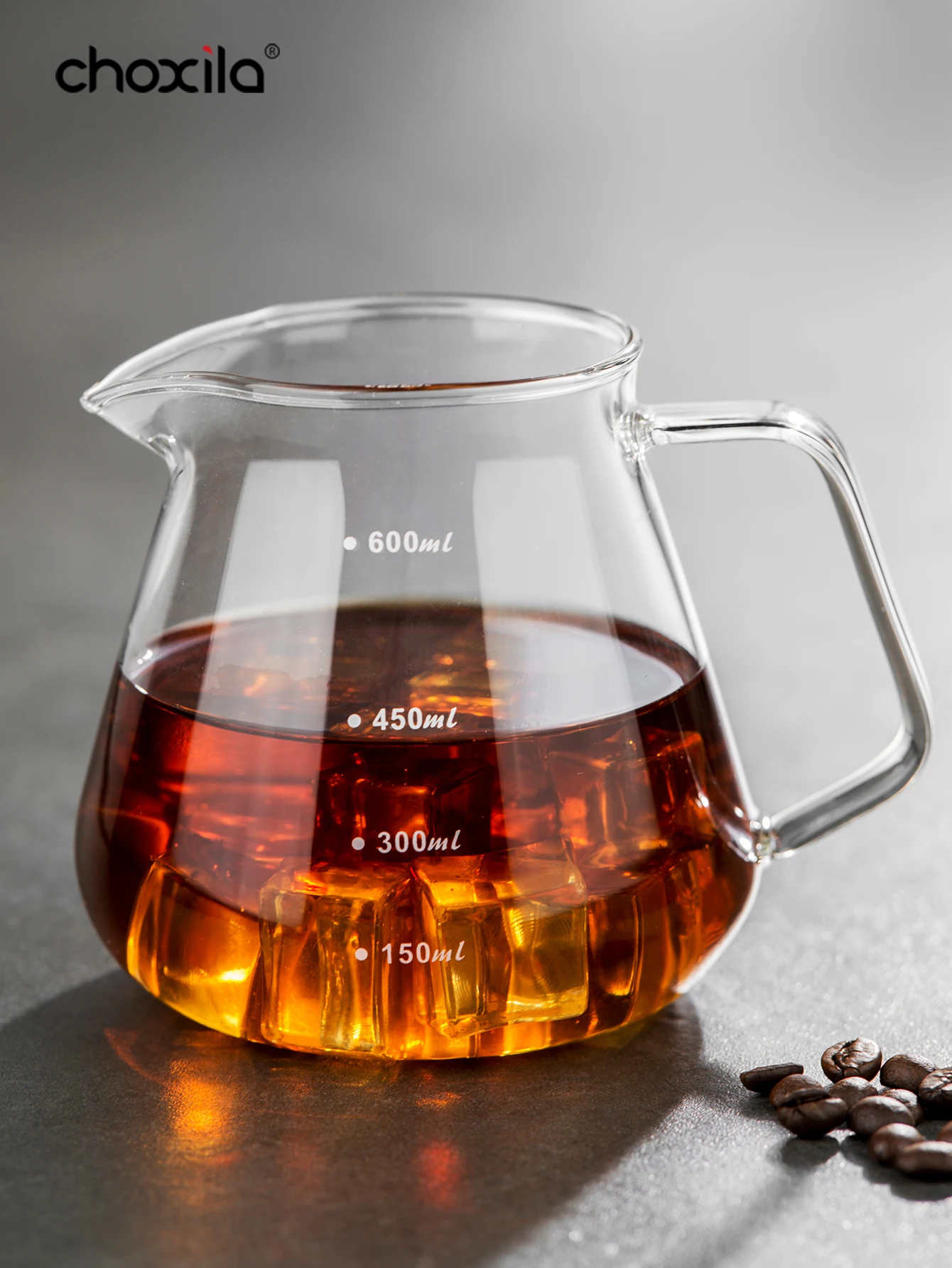 1pc Coffee Pot Pyrex Clear Pour-Over Coffee Pot with Precise Scale Mocha Pot  without lid