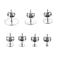 100pcs 316L Stainless Steel Earring Studs with Earring Plug Ear Back DIY Ear Blank Post Pins Flat Round Tray Base Ear DIY