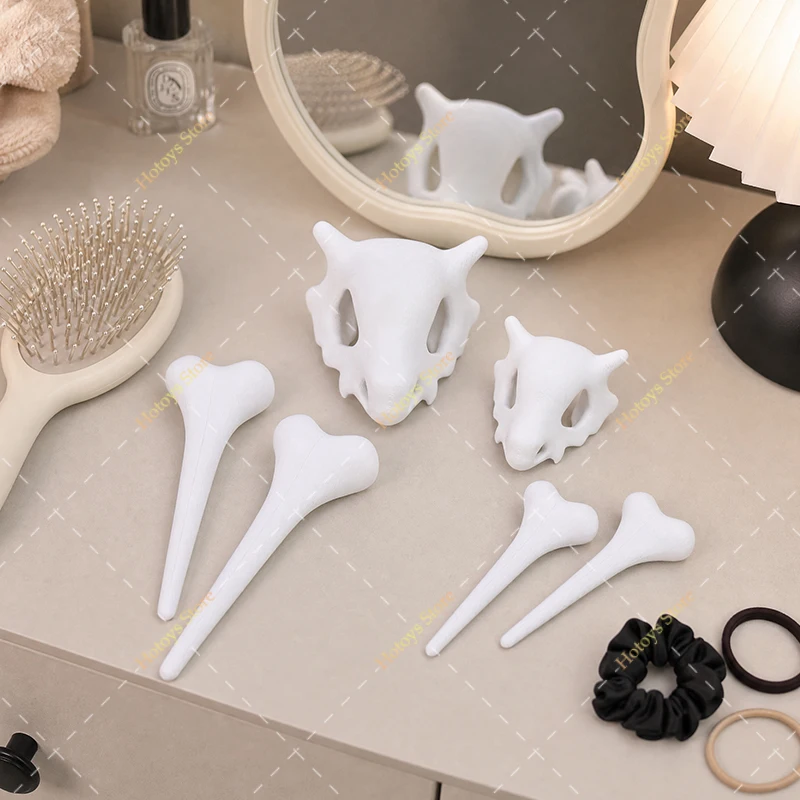Cute Action Model Cubone Skull Bone Hair Stick 3D Printed Anime Cosplay Hair Pin Gothic Women Bun Ponytail Hairstyle Accessory