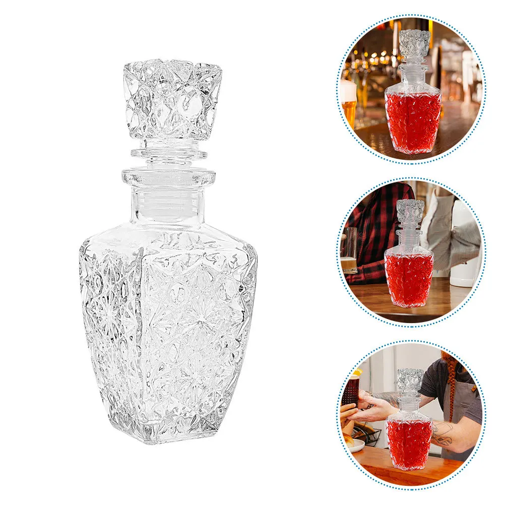 

2Pcs Elegant Wine Bottle Glass Container for Liquor Whiskey Water Transparent Thickened Reusable Drinking Bottle for Daily Use